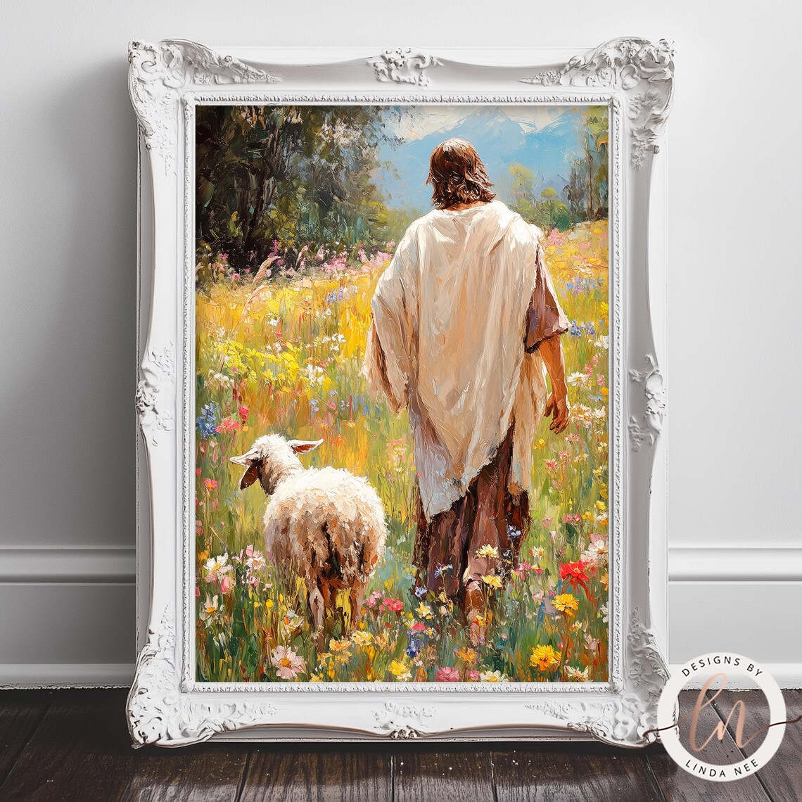 Jesus Walking With Lamb Easter Christian Art Print