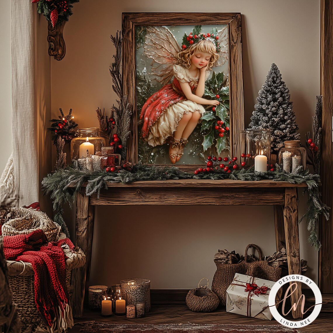Christmas Fairy, Light Academia Holiday Art Print - Image 4