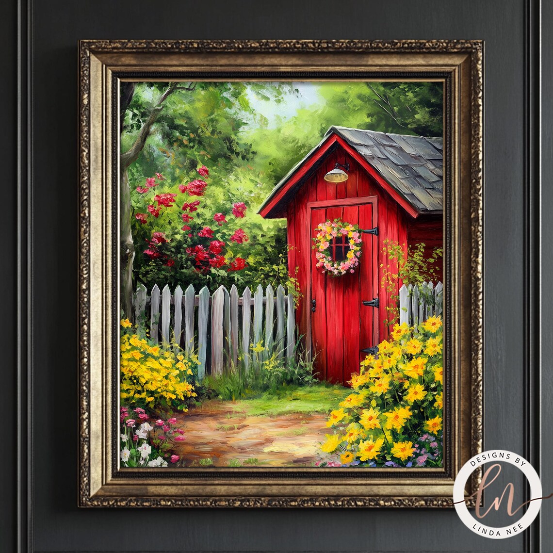 Summer Garden Painting, Rustic Cottage Wall Art Print - Image 3