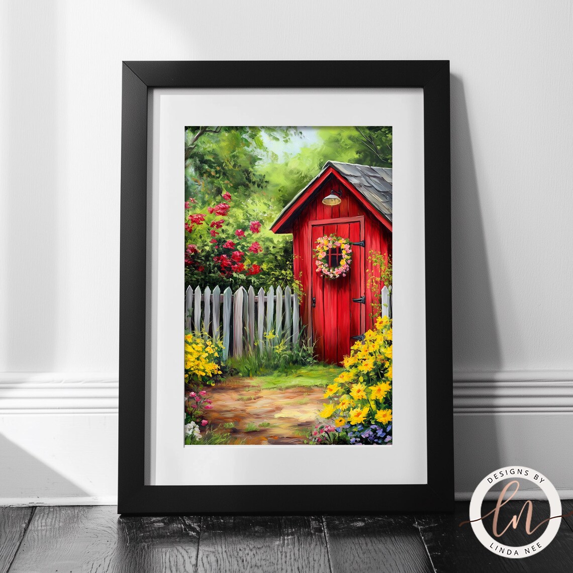 Summer Garden Painting, Rustic Cottage Wall Art Print