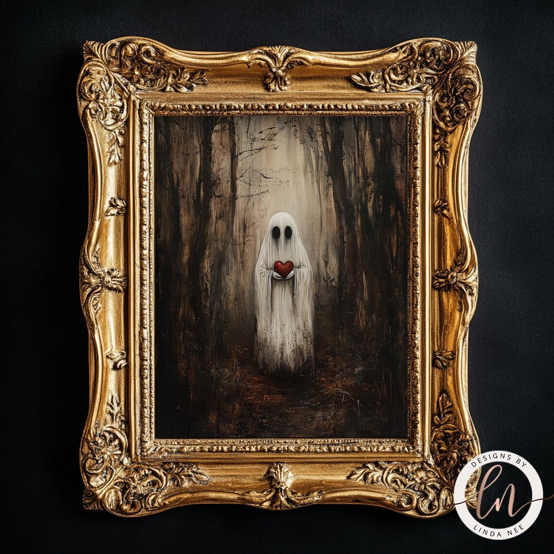 Ghost Holding A Heart, Dark Academia Gothic Poster