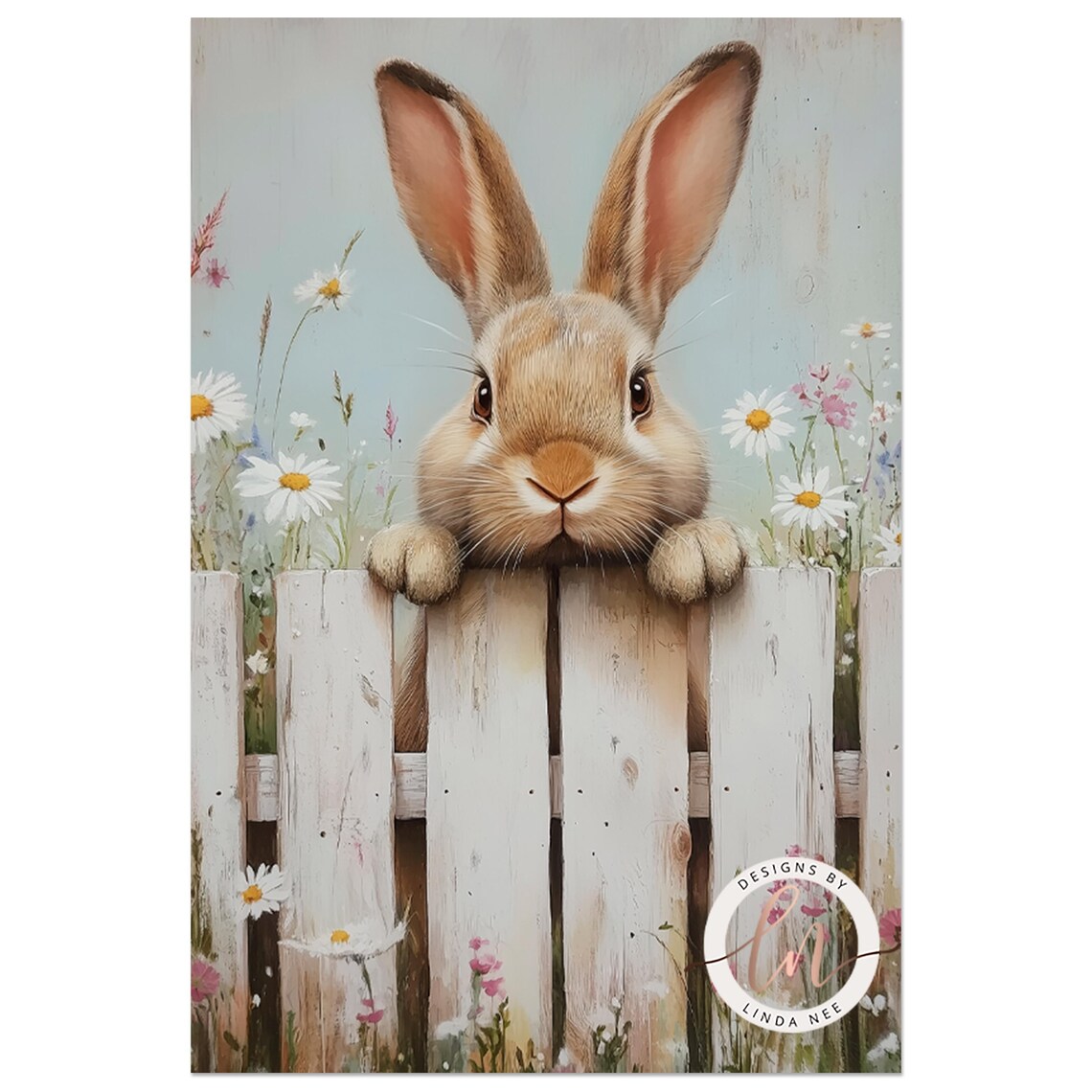 Vintage Easter Bunny Rabbit Art Print, Farmhouse Decor - Image 4