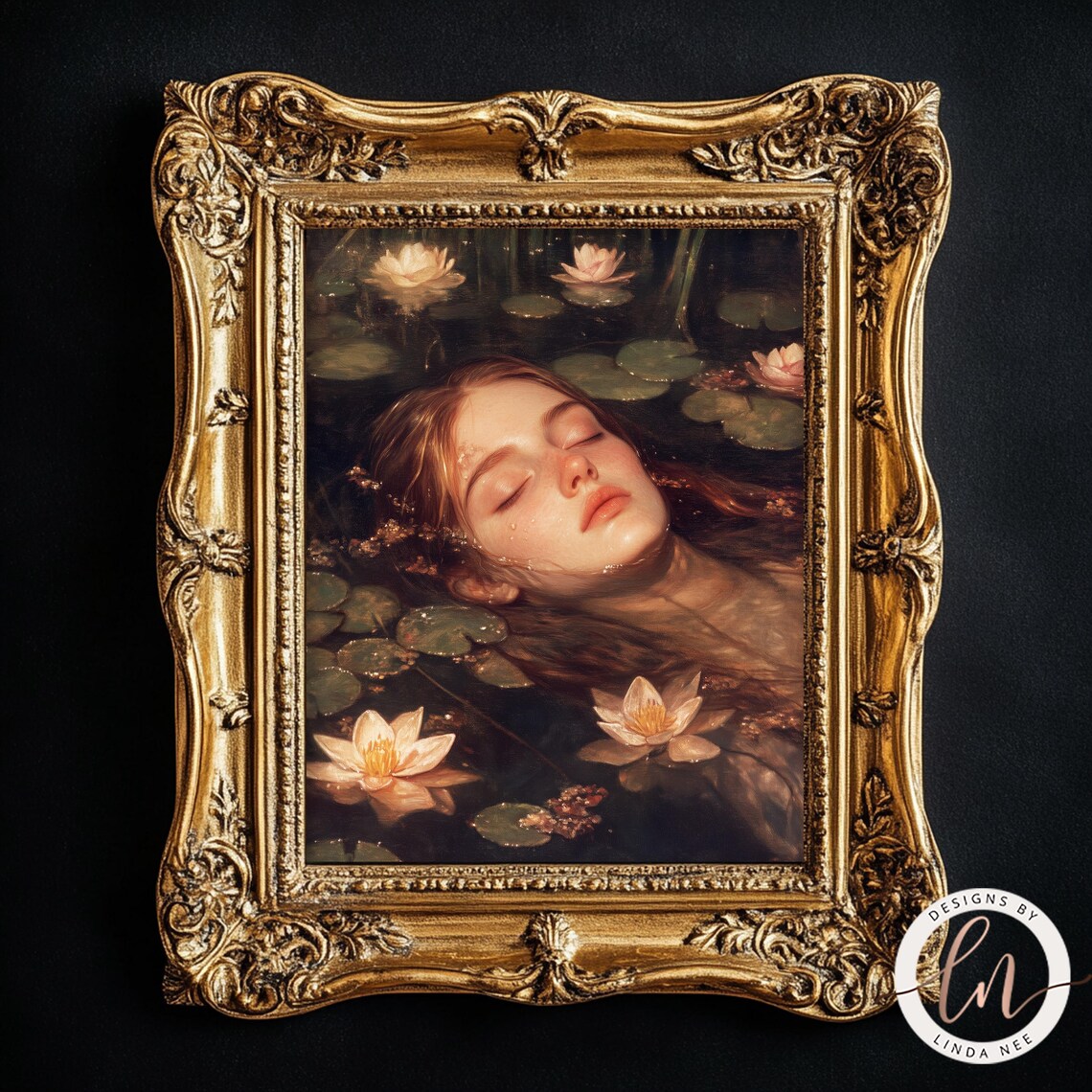 Ophelia Drowning, Vintage Gothic Wall Art Print - Image 5