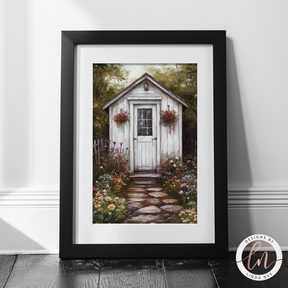 Vintage Garden Cottage, Rustic Farmhouse Art Print - Image 3