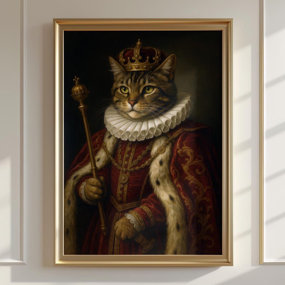 His Meowjesty Regal Tabby Cat Renaissance King Portrait Poster