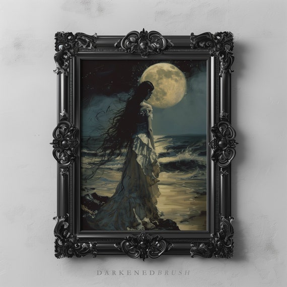 Gothic Princess Seascape Witch Lunar Art Print