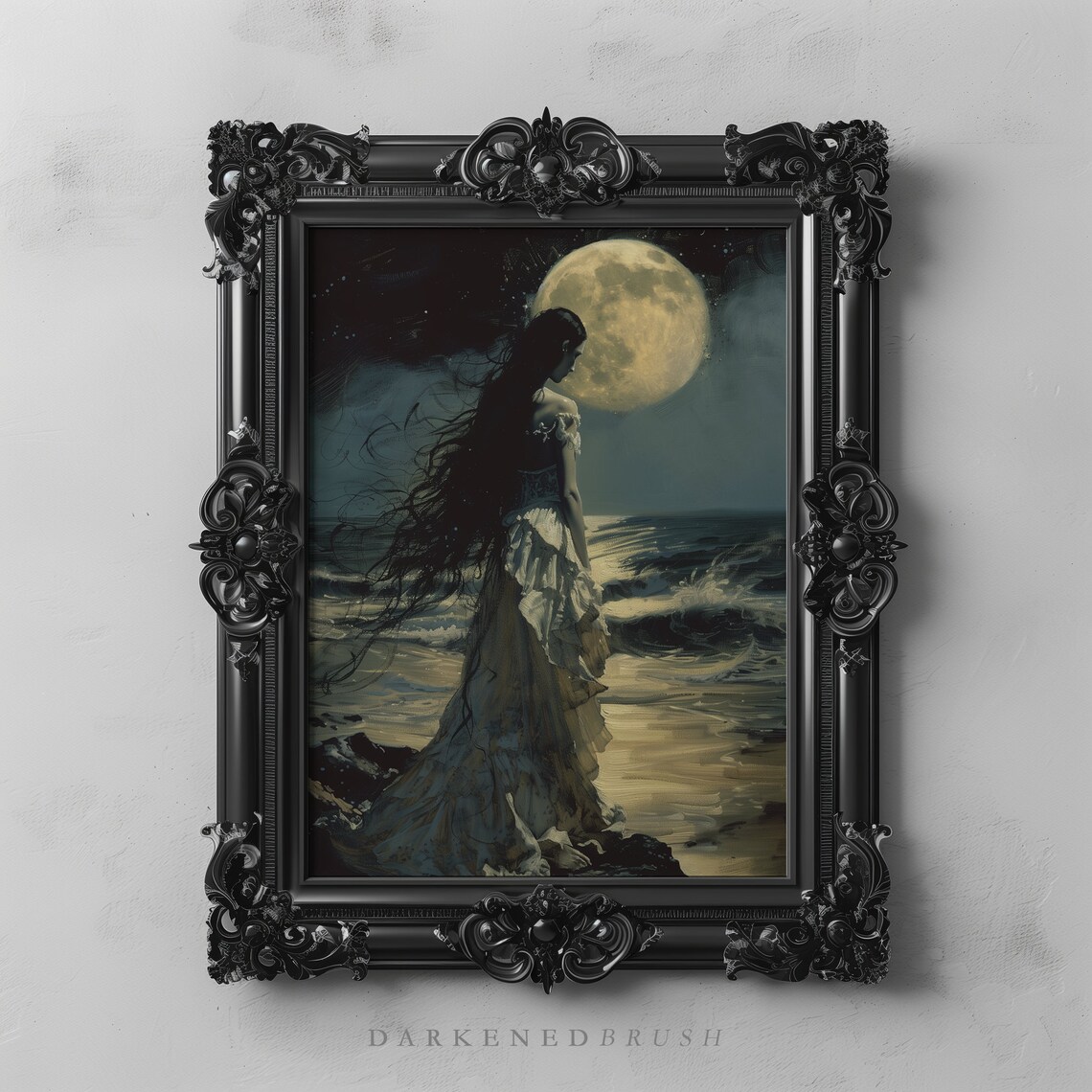Gothic Princess Seascape Witch Lunar Art Print