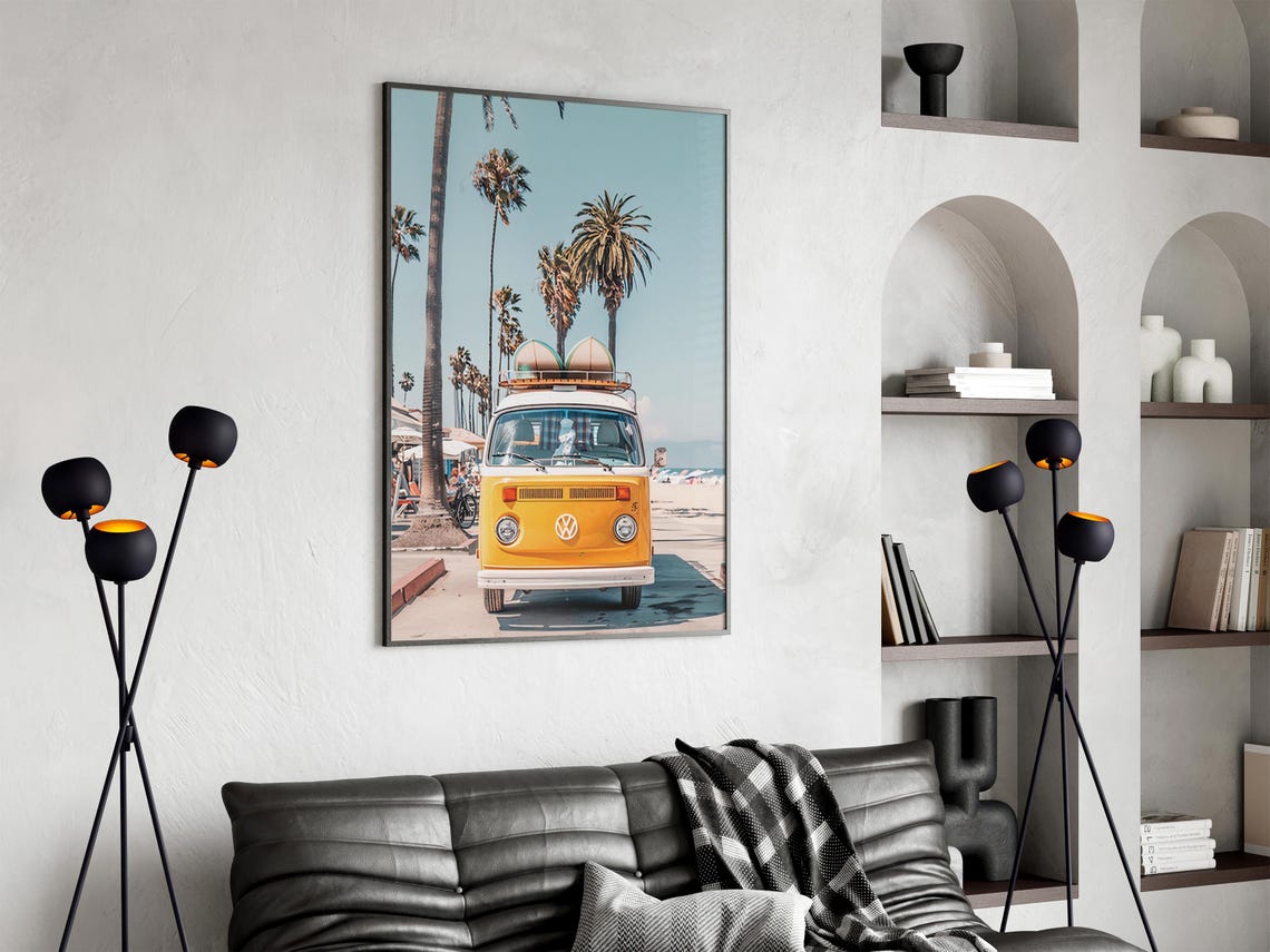 Surfing Van Art Surf Van Print Surf Van Poster Surf Van Boho Painting Beach Portrait Beach Gallery Decor Surf Van Rustic Print - Image 6