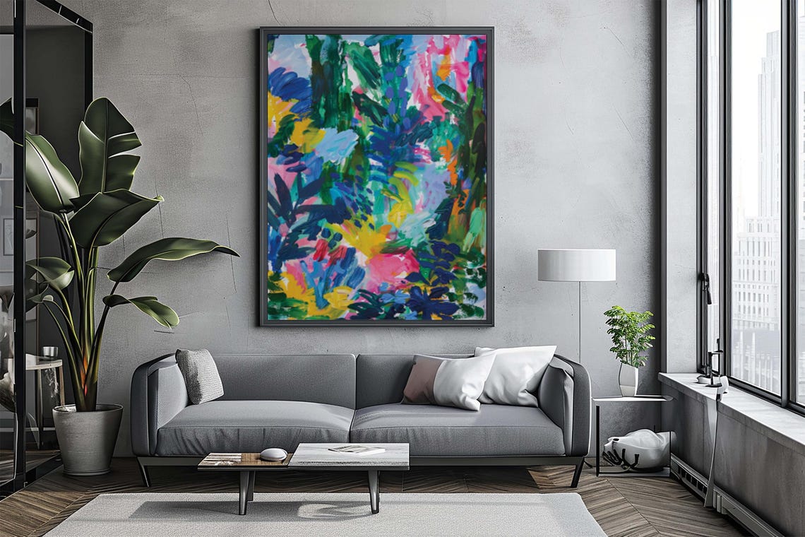 Dark Tropical Jungle Leaves Moody Abstract Botanical Art Poster - Image 2