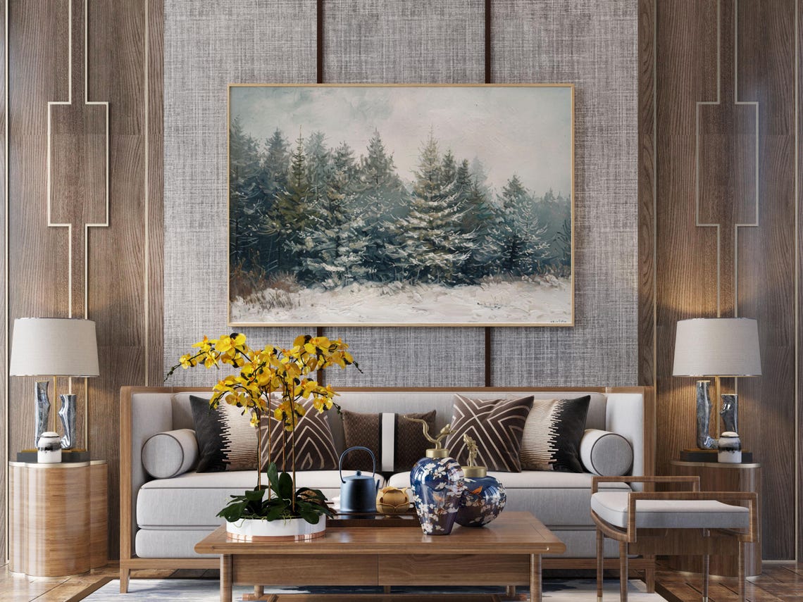 Snow Covered Pine Forest Winter Landscape Oil Painting Art Poster - Image 6