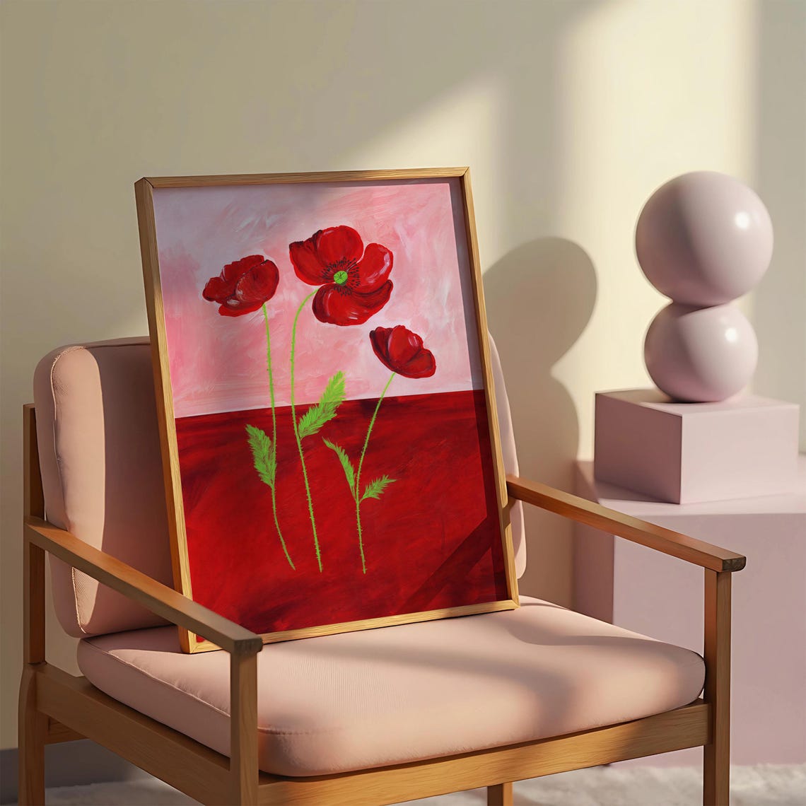 Red Poppy Modern Botanical Painting Trendy Floral Artwork Poster