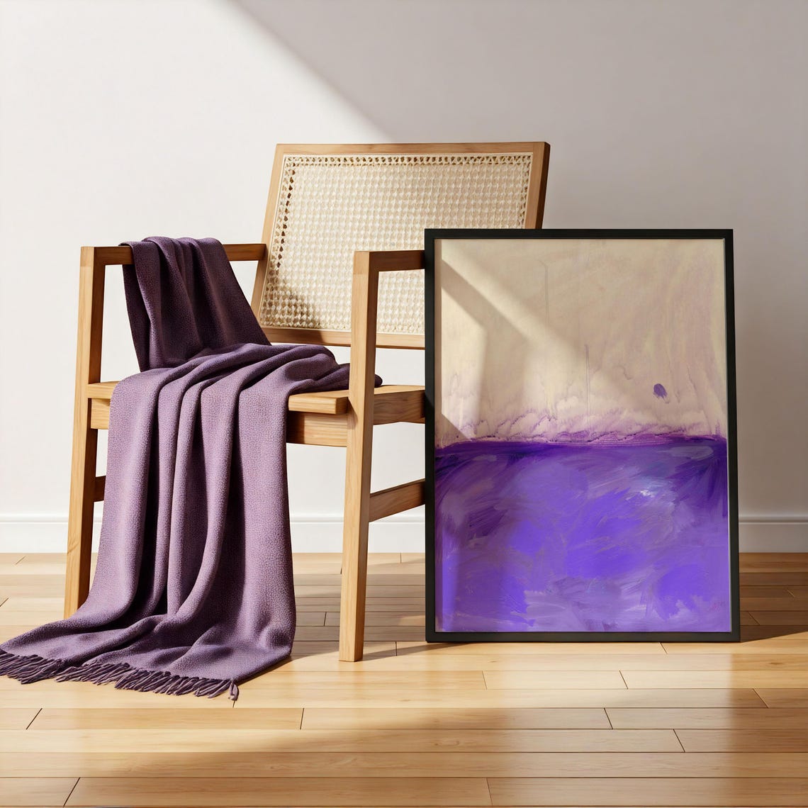 Purple And Cream Two Tone Abstract Modern Minimal Art Poster