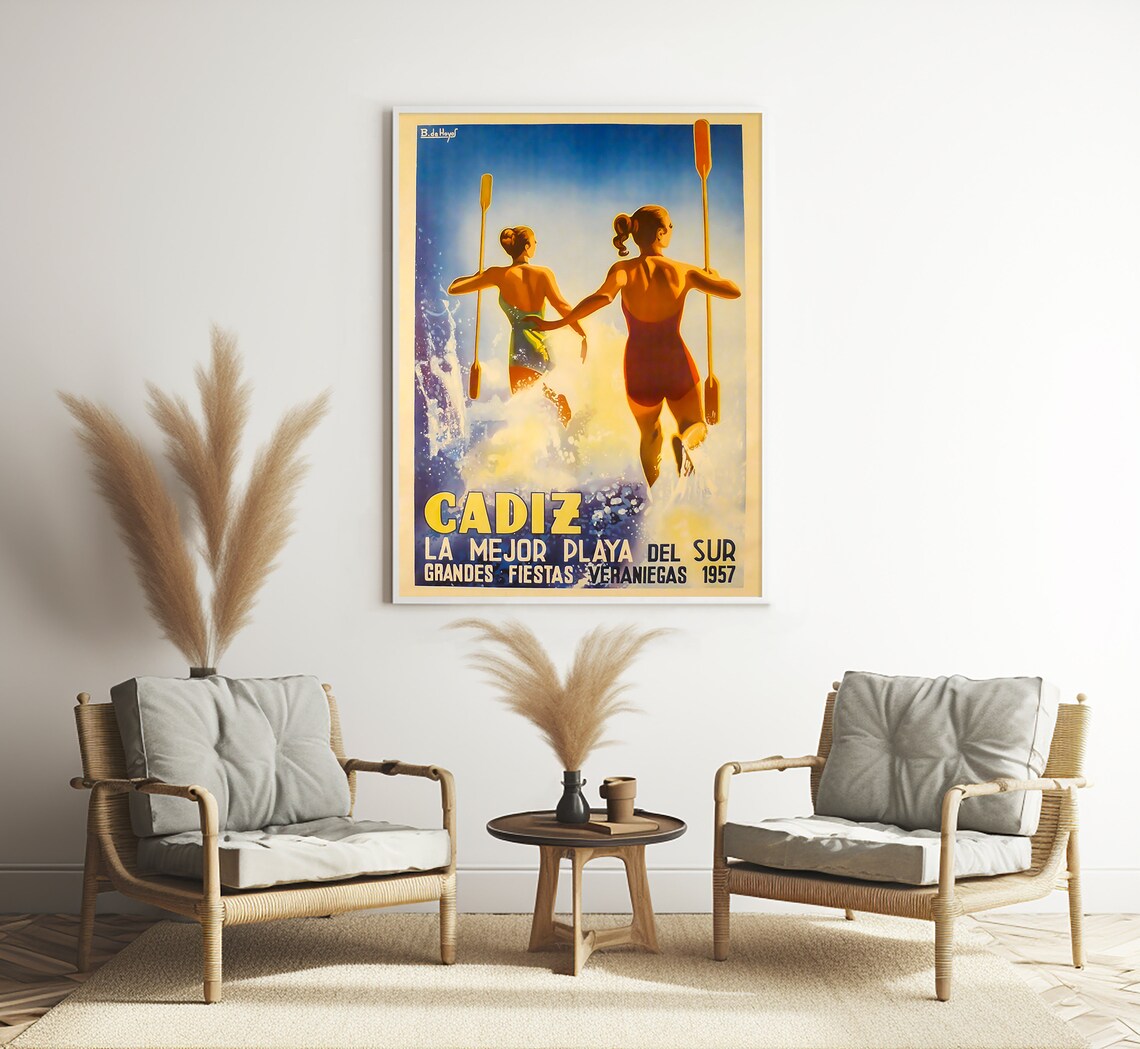 La Mejor Playa Del Sur, Cadiz Spain Travel Poster - Image 3