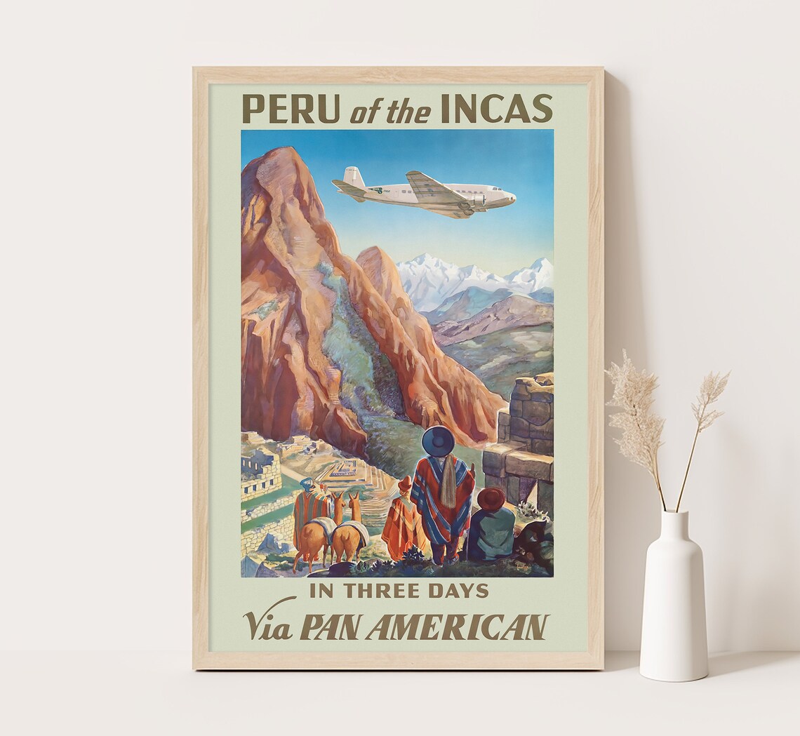 Peru Of The Incas Vintage Travel Poster, Art Print
