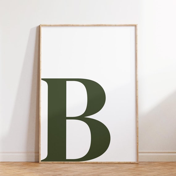 Letter B Print Minimalist Initial B Print Green Wall Art Print Alphabet B Print Modern Room Decor Trendy Print Uppercase B Wall Decor