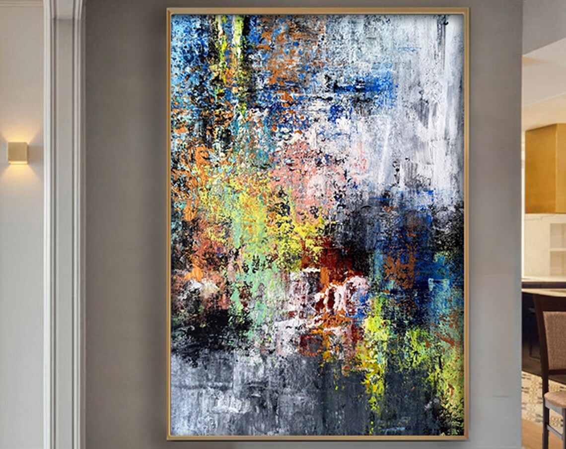 Colorful Kitchen Palette Knife Painting, Modern Art Print