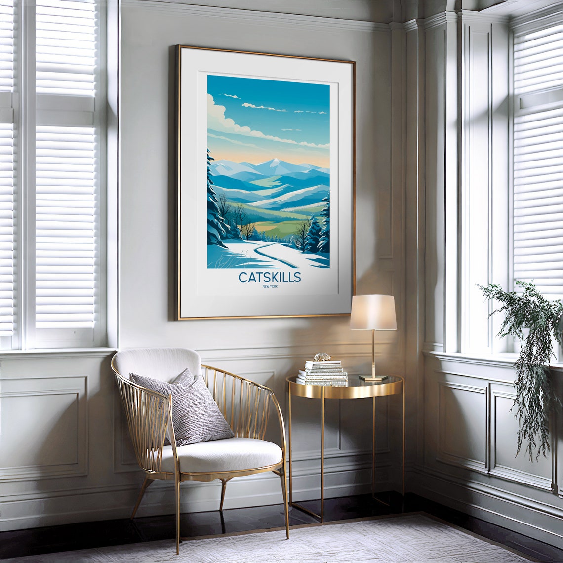 Catskills New York Snowy Mountain Peaks Winter Travel Poster - Image 2