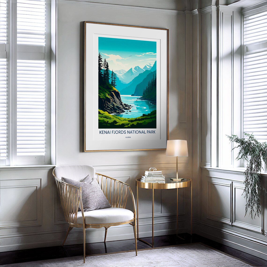 Kenai Fjords National Park Alaska Fjord Illustrated Travel Poster - Image 2