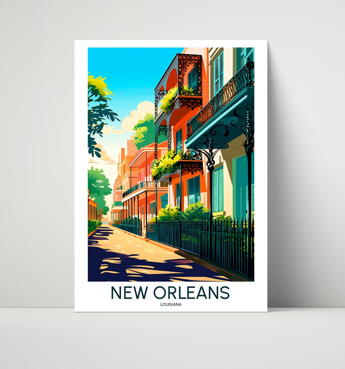 New Orleans Louisiana French Quarter Balcony Street Travel Poster