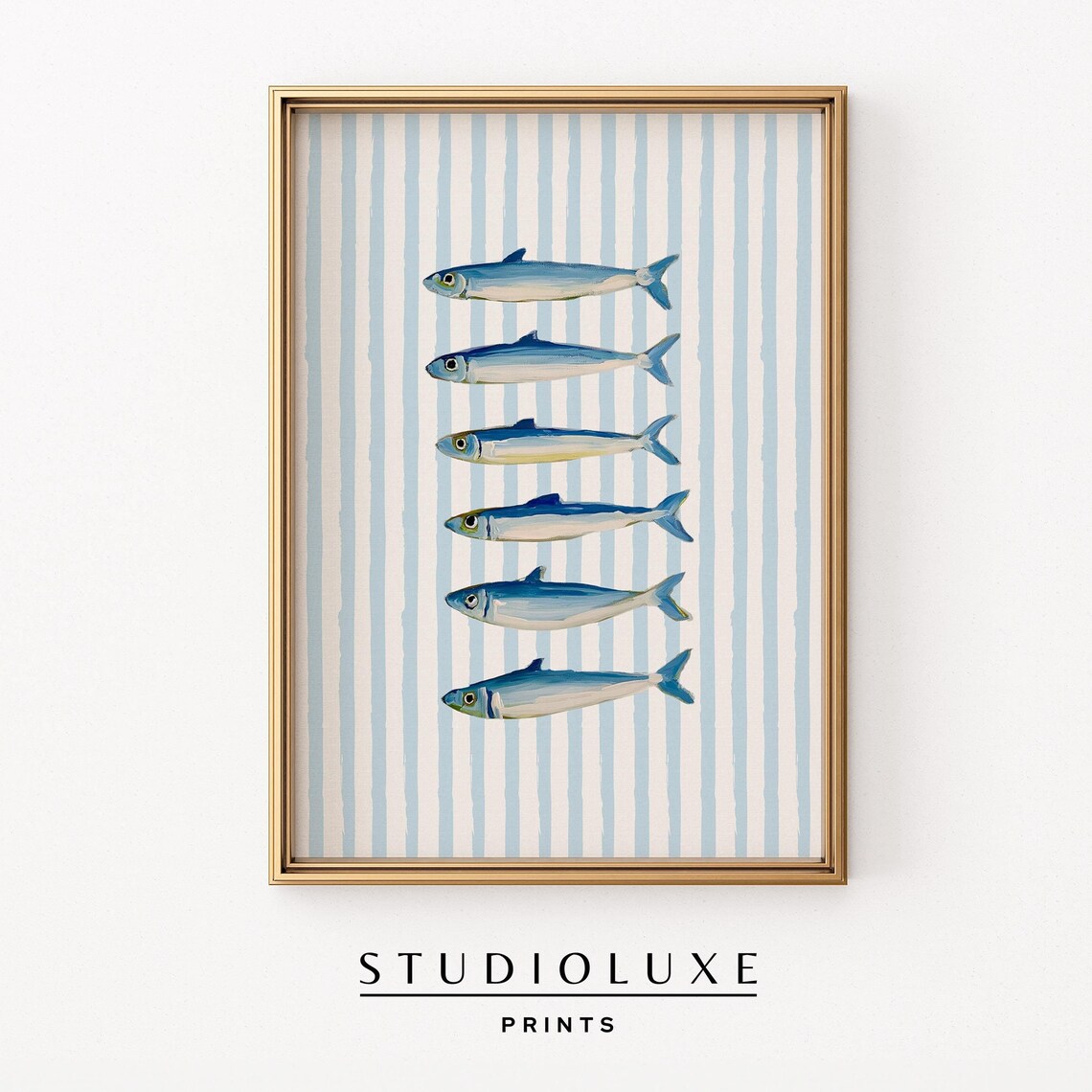 Sardines Vintage Painting Coastal Kitchen Art Print