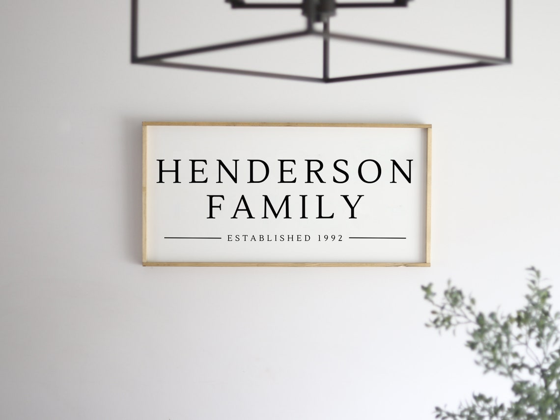 Henderson Family Est 1992 Name Sign Poster for Farmhouse Wall Decor