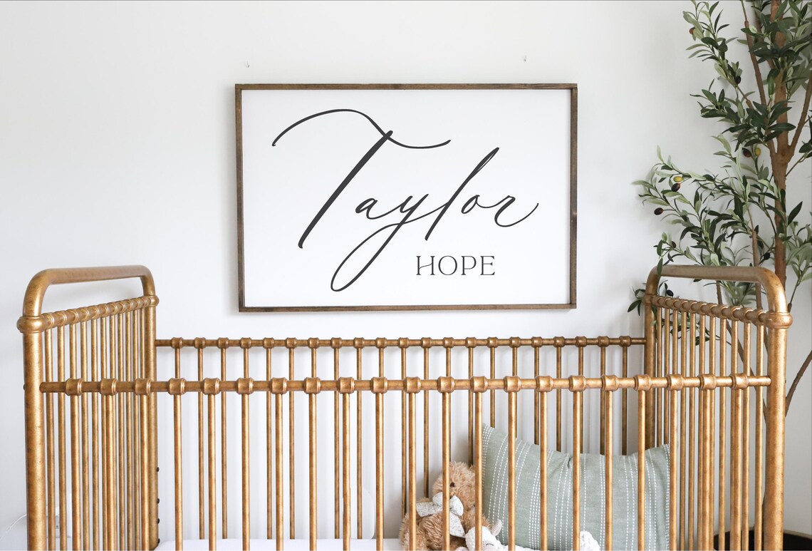 Taylor Hope Personalized Baby Girl Name Nursery Sign Art Poster