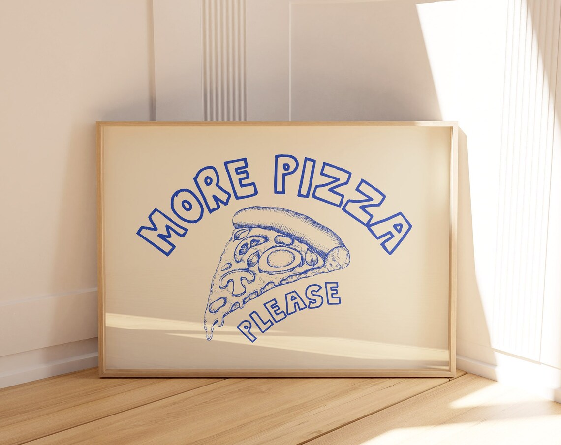 Retro Pizza Art Print, Kitchen Wall Decor