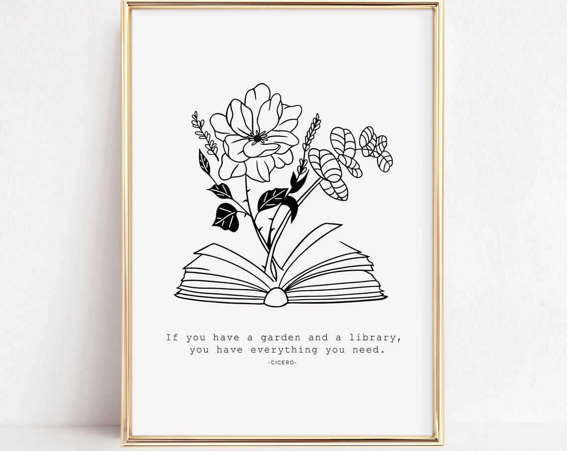 Book Lover Gift Love Reading Print Love Books Print Gift For Gardener Garden Lover Plant Lover Flowers Book Prints Plant Lady Gifts