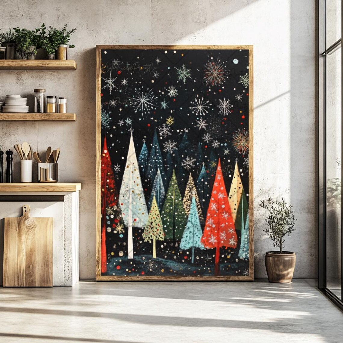 Enchanted Christmas Forest Art Print, Festive Trees - Image 4