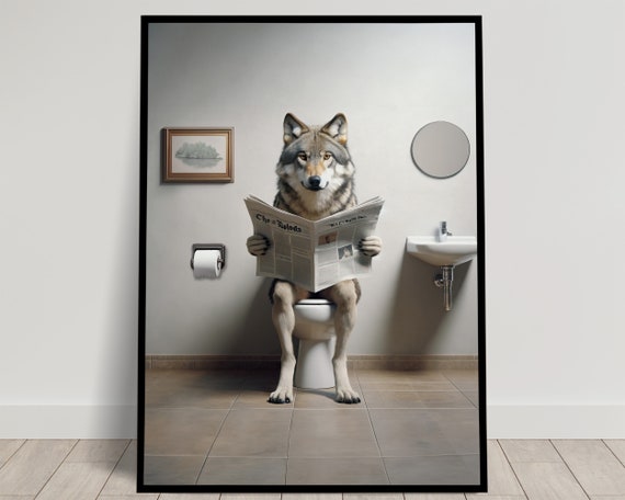 Wolf Reading The Newspaper On The Toilet Poster