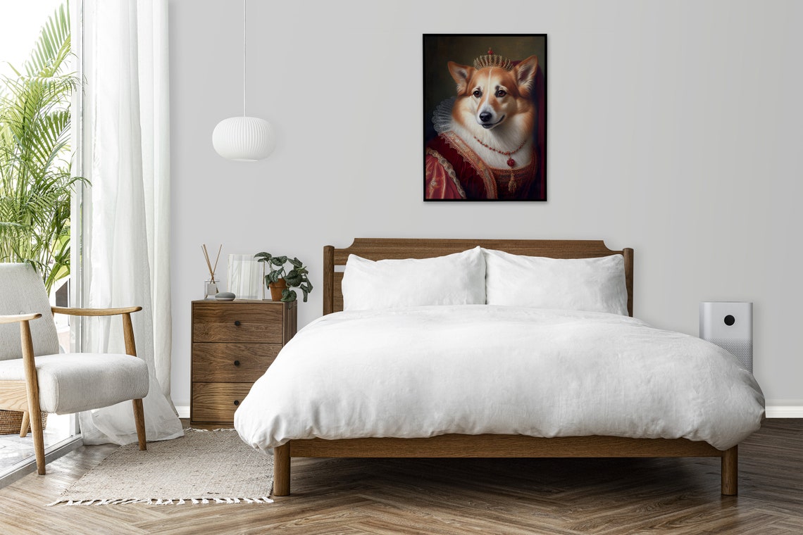 Corgi Queen Royal Portrait In Red Gown And Crown Baroque Pet Poster - Image 4