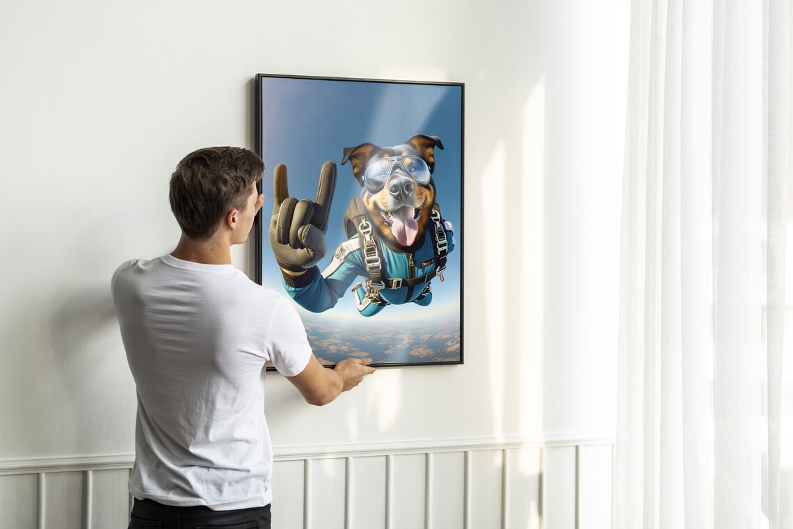 Black And Tan Beauceron Dog Skydiving Rock Sign Epic Skydiver Poster - Image 2