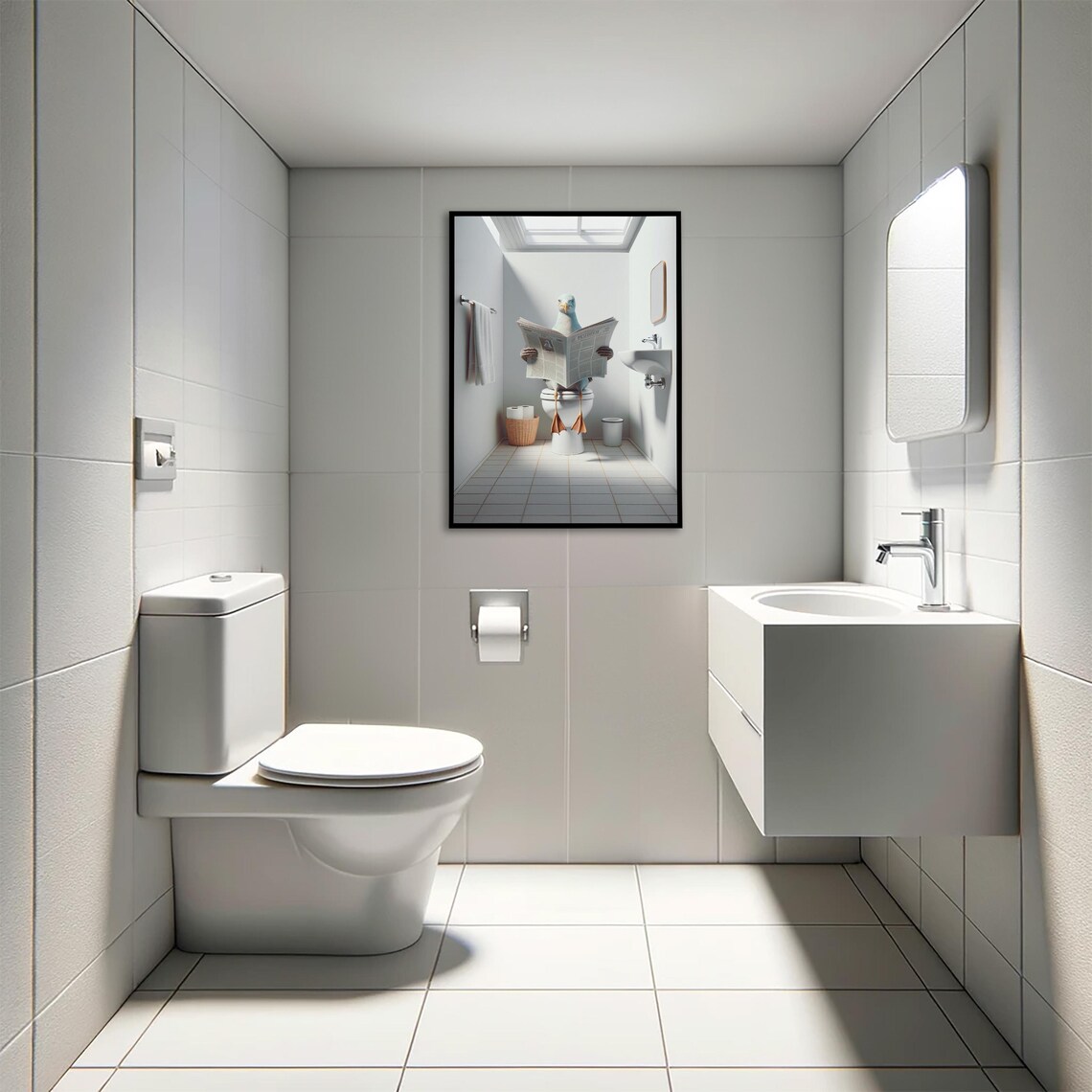 Seagull Reading Newspaper On The Toilet, Funny Poster - Image 4