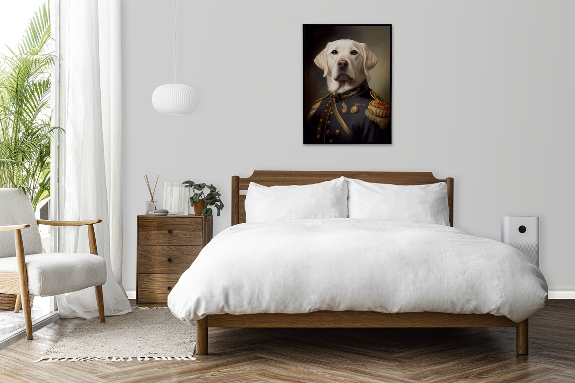 Yellow Labrador In Military Uniform Art Print - Image 2