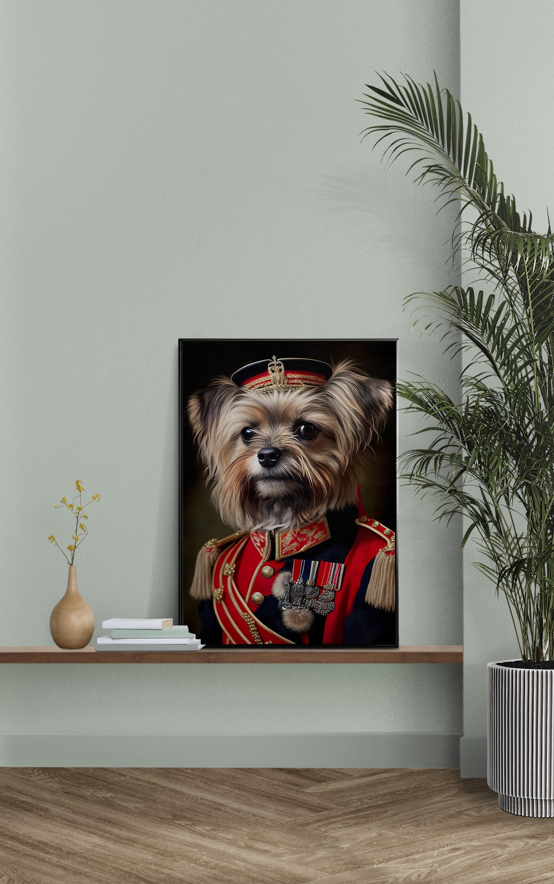 Yorkshire Terrier In Military Uniform Funny Dog Portrait Poster - Image 2