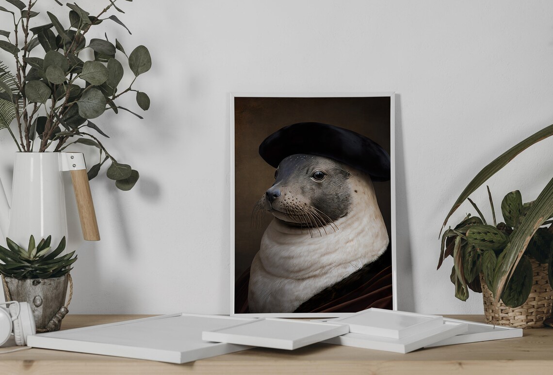 Noble Seal Baroque Style Poster, Animal Portrait - Image 3