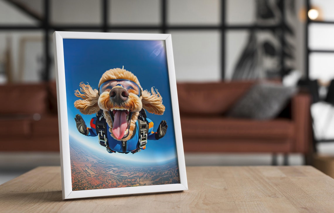 Poodle Skydiving With Flying Ears And Goggles Epic Freefall Dog Poster - Image 4
