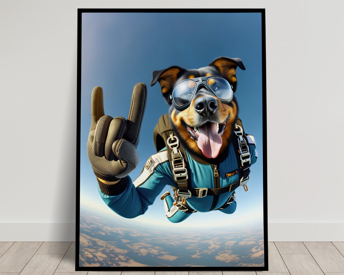 Black And Tan Beauceron Dog Skydiving Rock Sign Epic Skydiver Poster