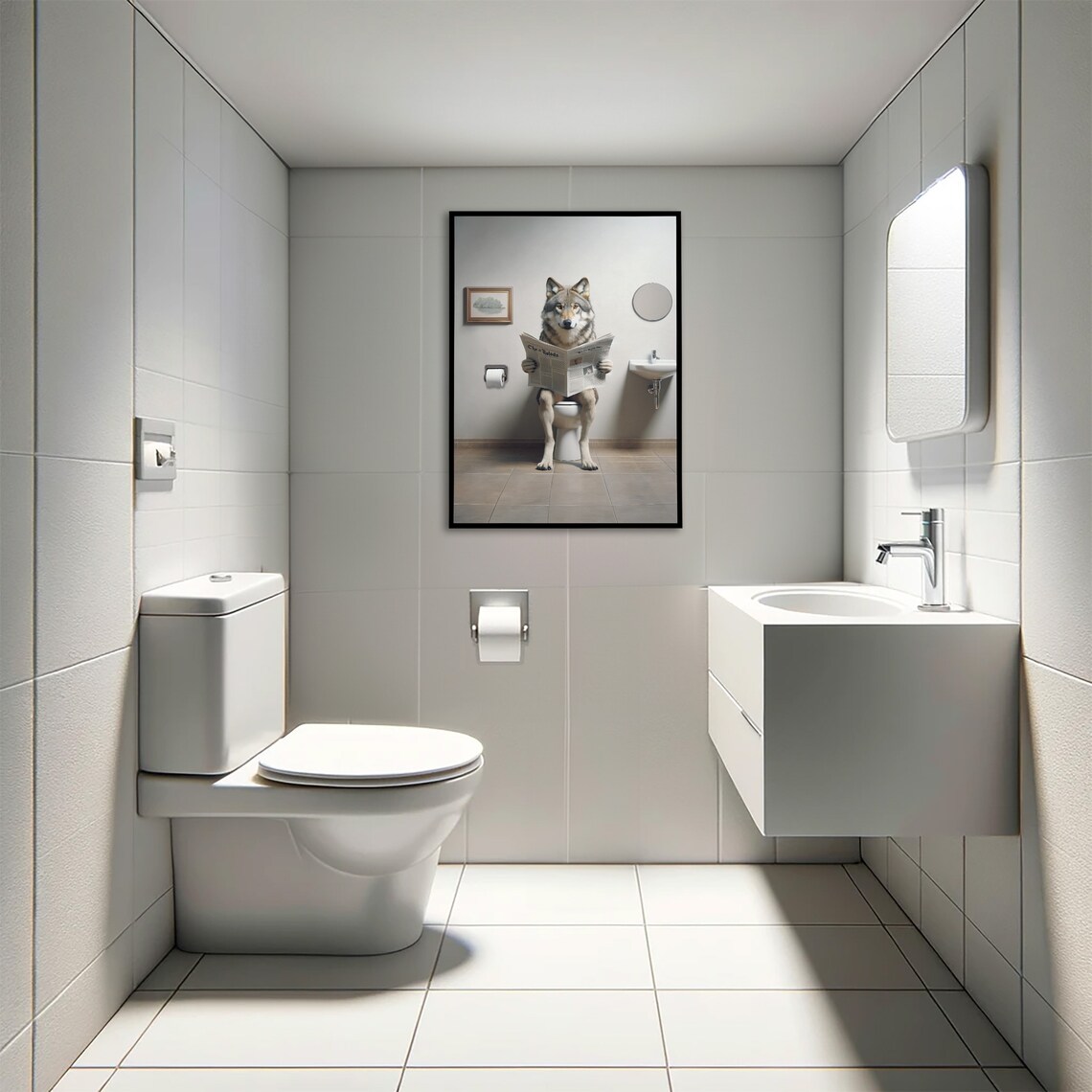 Wolf Reading The Newspaper On The Toilet Poster - Image 4