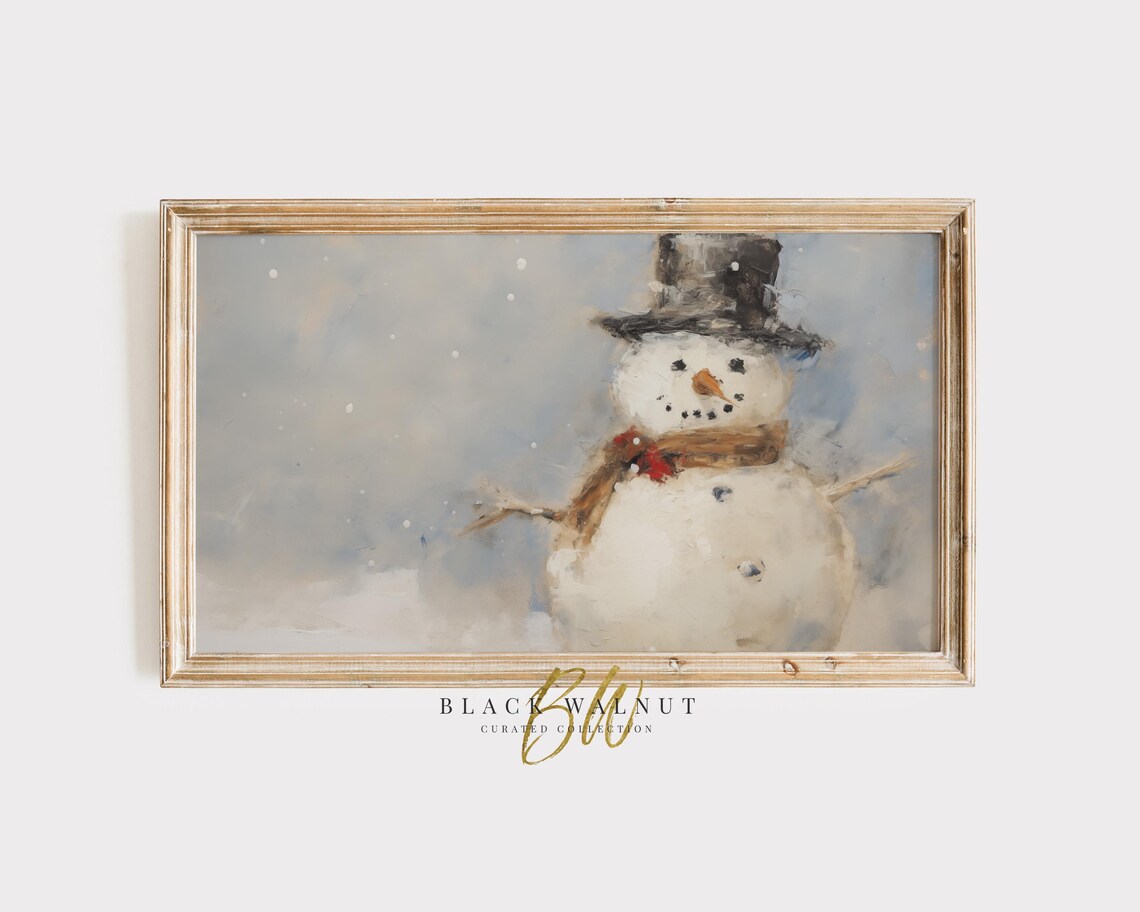 Snowman Frame Art Print, Snowy Winter Holiday Decor