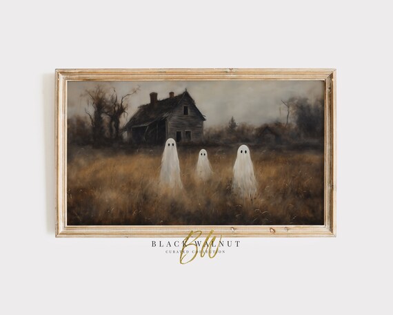 Halloween Frame Tv Art Ghosts In Field Vintage Style Painting Moody Frame Tv Halloween Decor Spooky Barn Ghosts Tv Screensaver