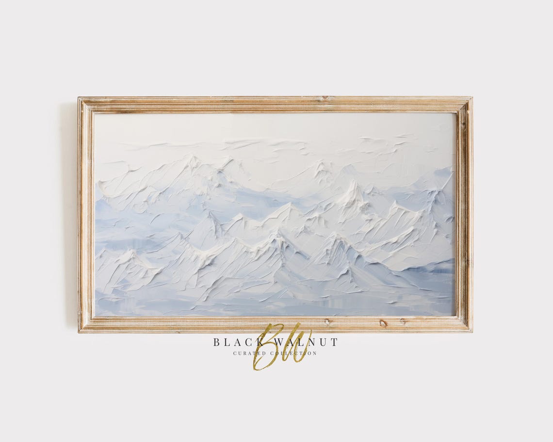 Abstract White Winter Mountains Textured Minimalist Snow Peaks Poster