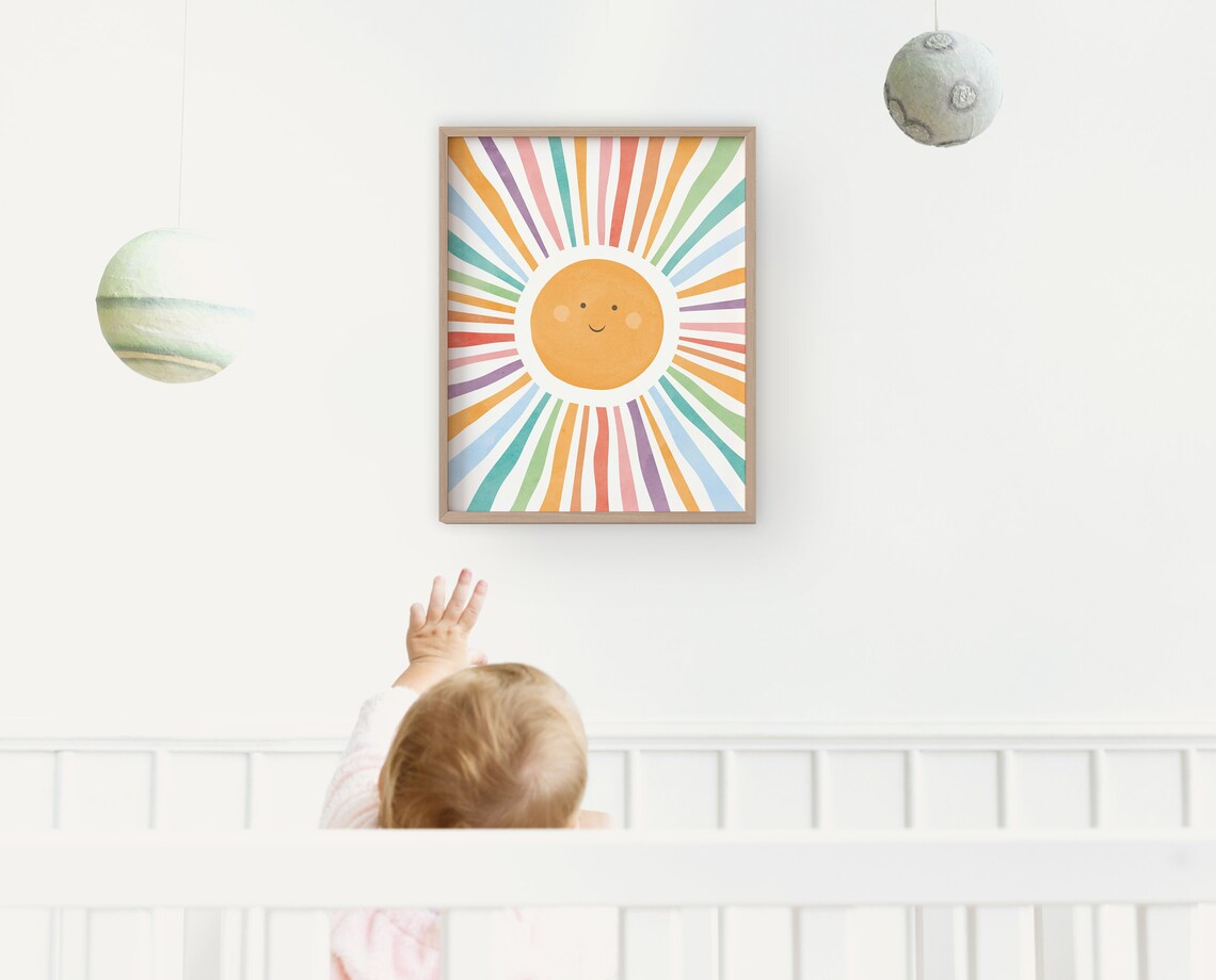 Watercolor Sun Poster, Nursery Room Wall Art - Image 3