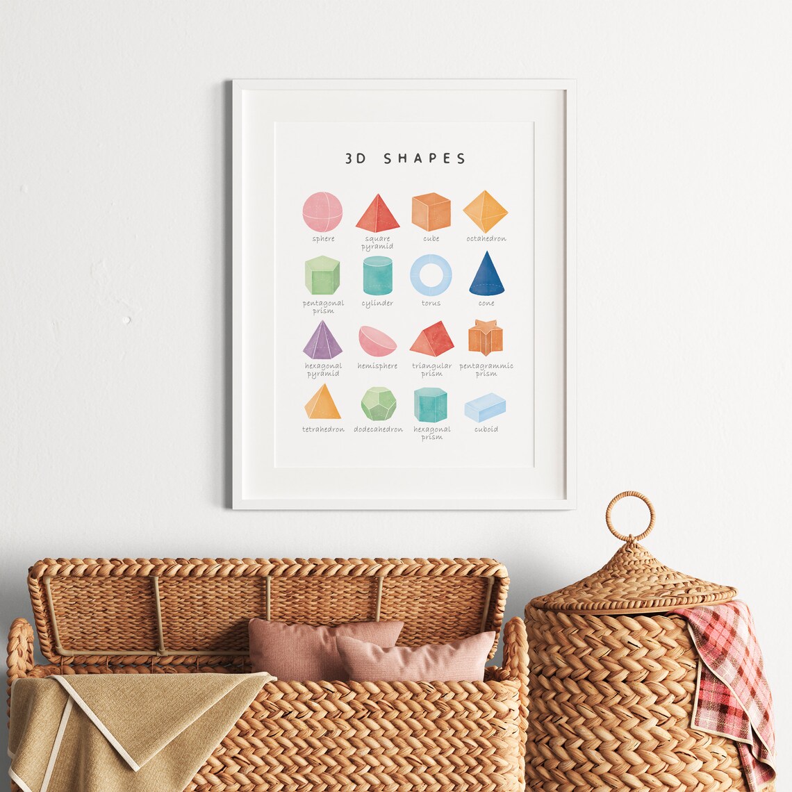 3D Shapes Educational Poster, Preschool Classroom Decor - Image 2