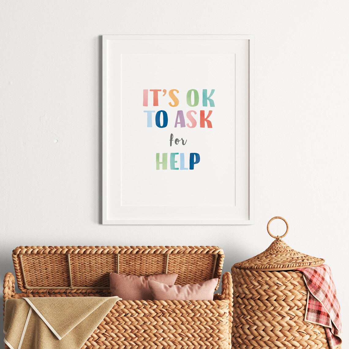 Its OK To Ask For Help Rainbow Poster, Counselor Decor - Image 3