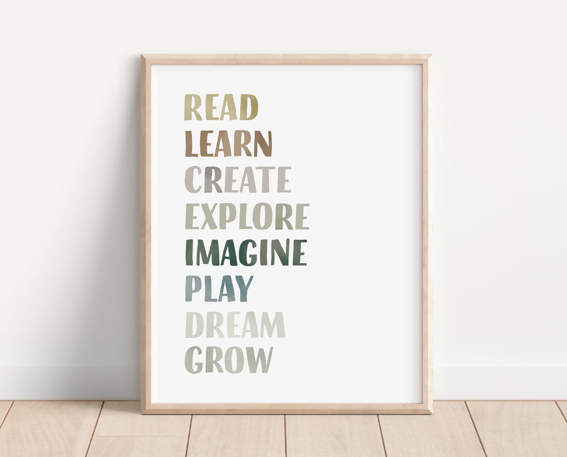 Read Learn Create Explore Inspirational Playroom Word Art Poster - Image 3