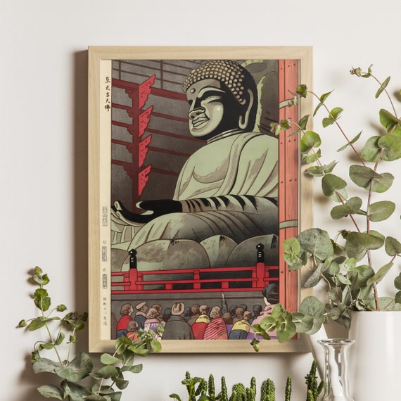 Big Buddha Of Todaiji Temple Majestic Ukiyoe By Asano Takeji Japanese Art Print Historical Monument Wall Decor
