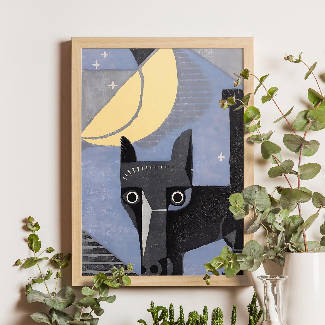 Inagaki Tomoo Midnight Horse Under Crescent Moon Japanese Poster