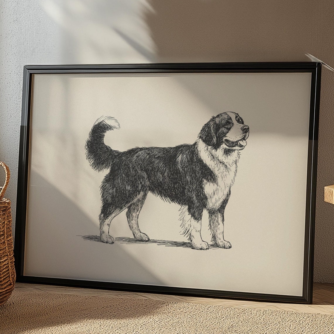 Bernese Mountain Nursery Art Girls Room Vintage Print Running Dog Wall Art Boy Room Poster Baby Nursery Decor Dog Sketch Dog Painting