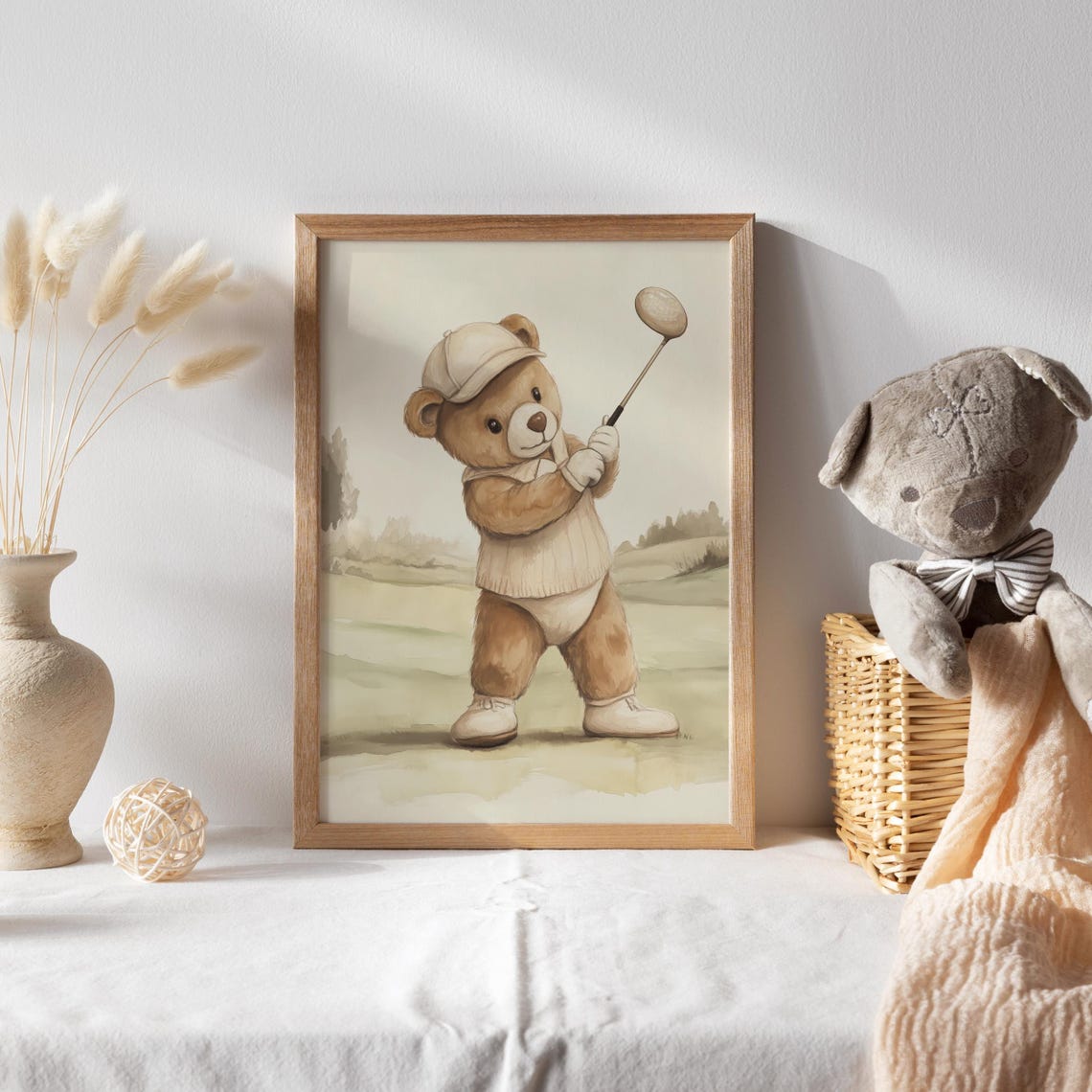 Teddy Bear Golfer Swinging a Driver on the Golf Course Poster - Image 2